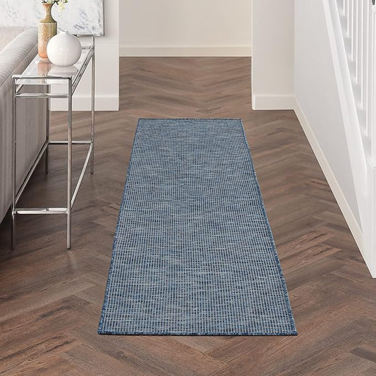 Nourison Positano Navy Blue 2' x 6' Area Rug Easy Clean, Non Shedding, Bed Room, Living Room, Dining Room, Kitchen (6' Runner)