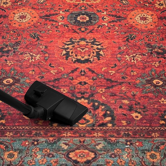 Keen Home Design 6x9 Rug - Machine Washable Area Rug with Non-Slip Backing, Ideal for Living Room, Dining Room, Bedroom - Vintage, Easy Clean, Durable, Low Pile Rug - (6' x 9')