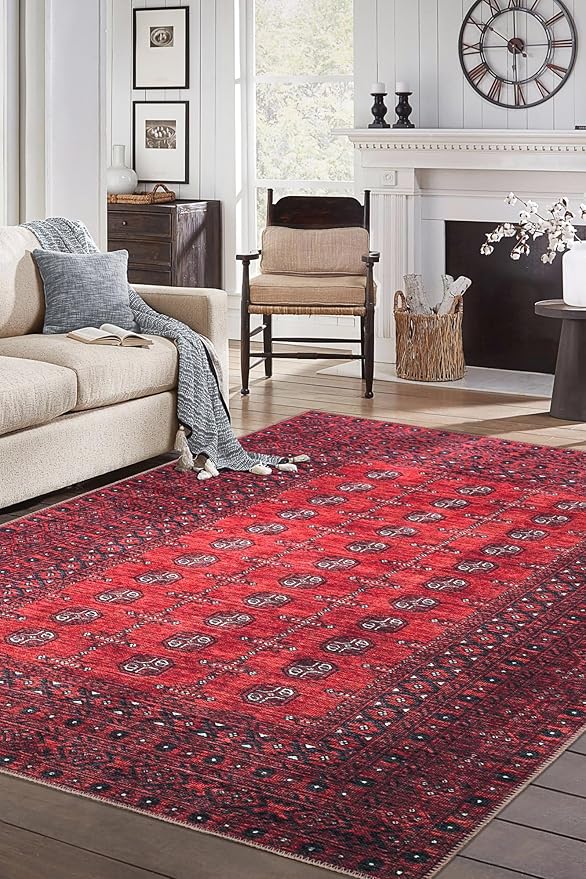 Keen Home Design 10x14 Rug - Machine Washable Area Rug with Non-Slip Backing, Ideal for Living Room, Dining Room, Bedroom - Vintage, Easy Clean, Durable, Low Pile Rug - (9'7" x 14')