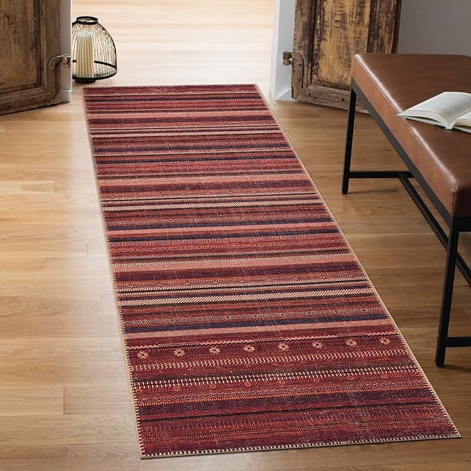 Keen Home Design 2x7 Rug - Machine Washable Runner Rug with Non-Slip Backing, Ideal for Hallway, Entryway, Kitchen, Laundry Room - Vintage, Easy Clean, Durable, Low Pile Rug - (2'6" x 7')