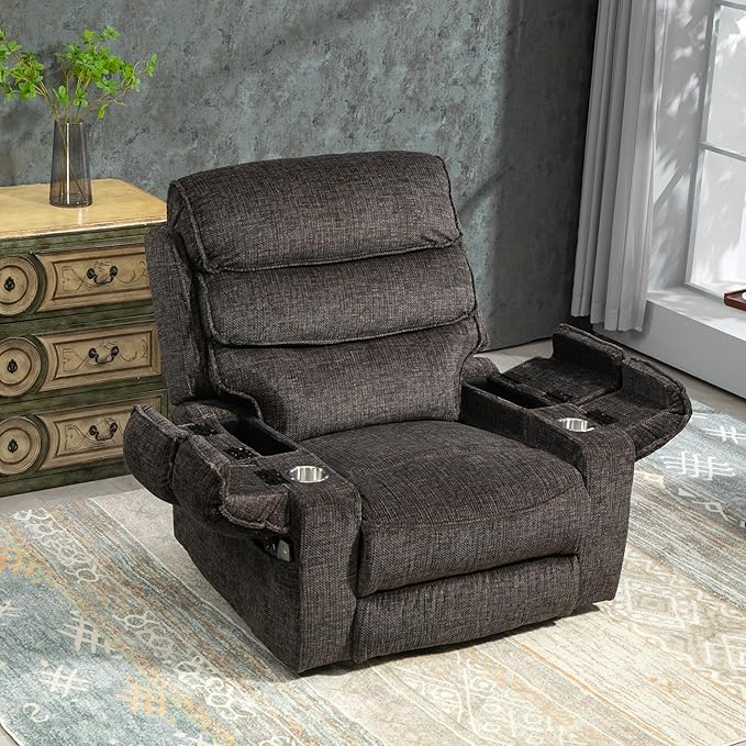 27in Extra Wide Power Lift Recliner Chair for Big Tall with Extended Footrest Heat Massage, Oversized Electric Lift Recliner Chairs for Adults Elderly Seniors, Arm Storage & Cup Holders