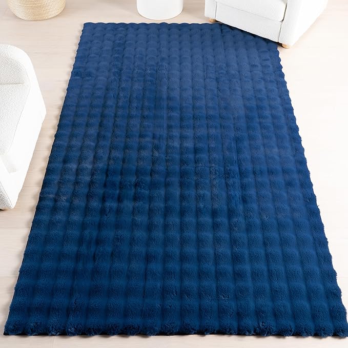 nuLOOM Jeni Checkered 7'6" x 9'6" Machine Washable Area Rug for Living Room Bedroom Dining Room Kitchen, Navy