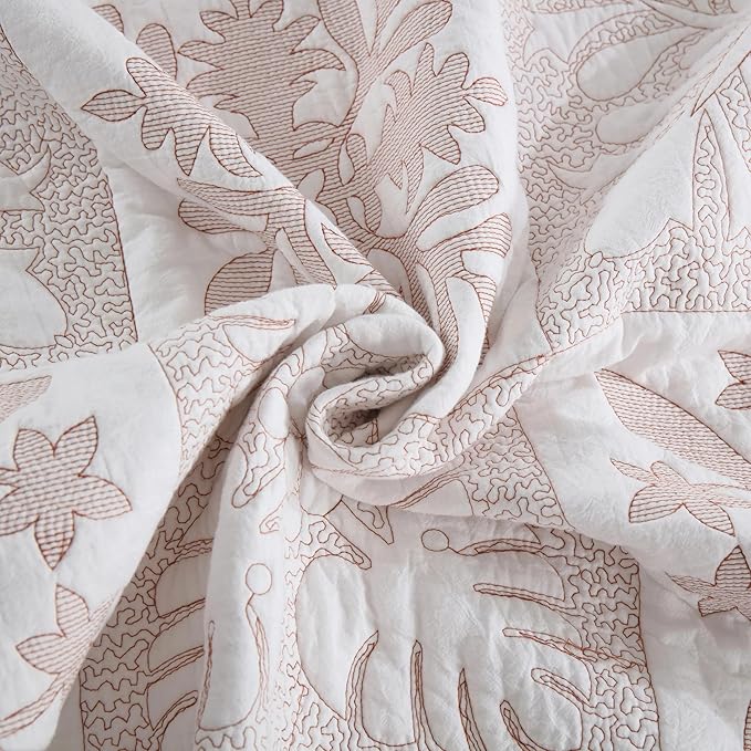 MarCielo 3-Piece 100% Cotton Oversized Bedspread Lightweight Quilt Coverlet Embroidery Farmhouse Bedding Set (TJ Colorful,King (112"x102"))