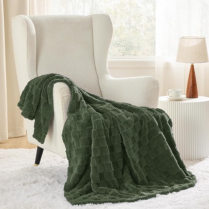 Bedsure GentleSoft Twin Blanket for Bed Bronze Green - Super Soft Cozy Blankets for Women Men Girls, Cute Fuzzy Fleece Throws for Bedroom Couch, 60x80 Inches