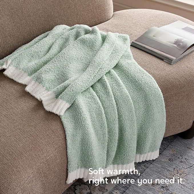 Joiedomi Throw Blanket for Couch Bed, Sage Green Knitted Blankets Gifts for Women Mom Girls, Cozy Cute Soft Throw Home Room Decor Aesthetic for Women Mothers Birthday Gifts 50x60 Inches
