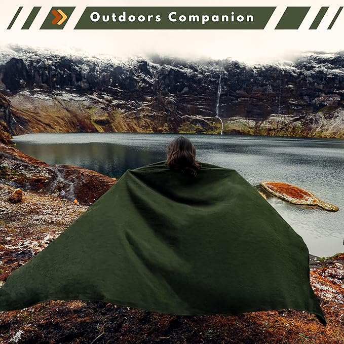 LATITUDE ZERO; Camping Alpaca Wool Throw Blanket | Warm, Ultra-Soft, Breathable, Non-Itchy Outdoor Blanket-Throw | Hypoallergenic and Beautiful Fabric (Army Green)