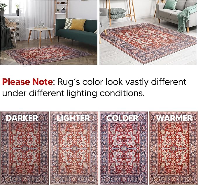 Keen Home Design 2x3 Rug - Machine Washable Entry Rug with Non-Slip Backing, Ideal for Enteryway, Kitchen, Bathroom, Laundry Room - Vintage, Easy Clean, Durable, Low Pile Rug - (2' x 3')