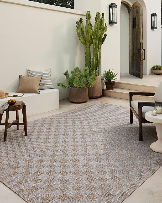 Loloi Amber Lewis Topanga Collection TOP-03 Natural/Dove 2'-3" x 3'-9" Indoor/Outdoor Area Rug