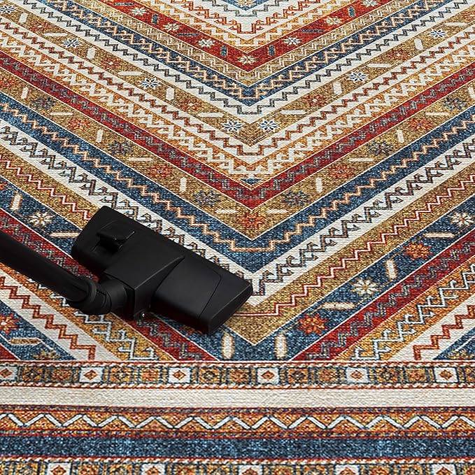 Keen Home Design 8x10 Rug - Machine Washable Area Rug with Non-Slip Backing, Ideal for Living Room, Dining Room, Bedroom - Vintage, Easy Clean, Durable, Low Pile Rug - (8' x 10')