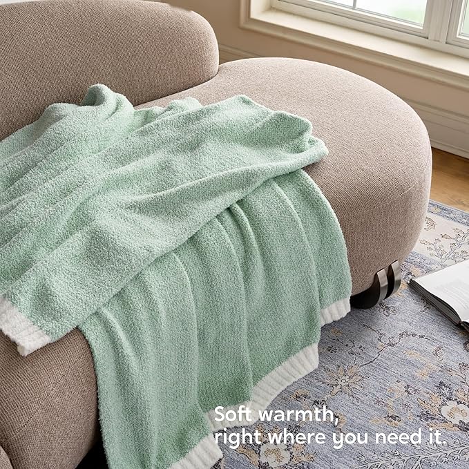 Joiedomi Twin Blanket for Couch Bed, Sage Green Knitted Blankets Gifts for Women Mom Girls, Cozy Cute Soft Throw Home Room Decor Aesthetic for Women Mothers Birthday Gifts 60x80 Inches