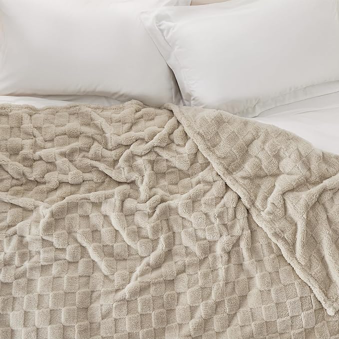 Bedsure GentleSoft Blankets Queen Size for Bed - Super Soft Cozy Blanket for Women Men Girls, Large Fuzzy Fleece Throw for Bedroom Decor, Light Brown, 90x90 Inches