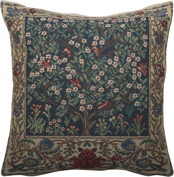Charlotte Home Furnishings Throw Pillow Covers 16x16 in, Green Tree Decorative Couch Pillow Covers, Boho Decor European Tapestry Cushion Cases, Living Room Cozy Home Decor, Jacquard Woven Soft Cotton