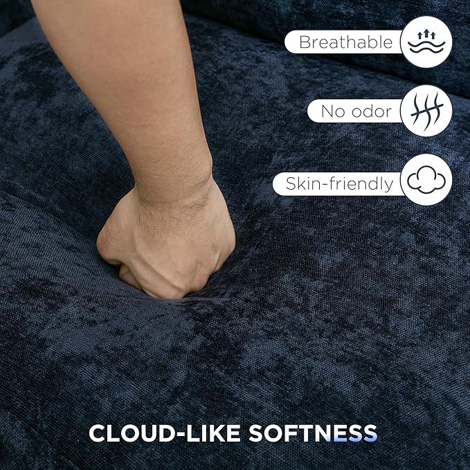 Tbfit Modern Couch Sofa, 89" Cloud Couch w/Pillows, Pocketed Spring Seat, Comfy 3-Seater Plush Foam Cushions, Chenille Fabric Removable Covers, Soft Upholstered Living Room Furniture Home Apartment