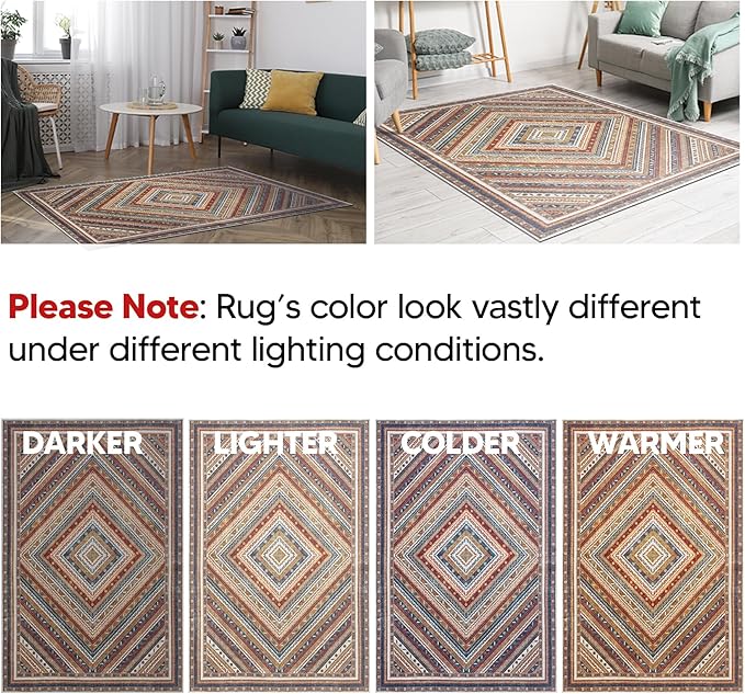 Keen Home Design 2x12 Rug - Machine Washable Runner Rug with Non-Slip Backing, Ideal for Hallway, Entryway, Kitchen, Laundry Room - Vintage, Easy Clean, Durable, Low Pile - (2'6" x 12')