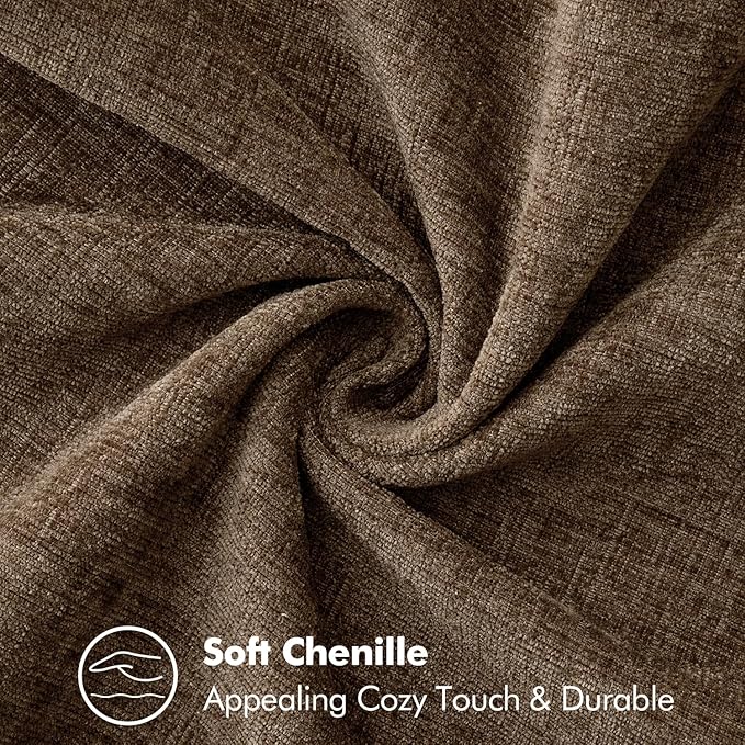 MIULEE Pack of 2 Couch Throw Pillow Covers 20x20 Inch Brown Farmhouse Decorative Pillow Covers with Stitched Edge Soft Chenille Solid Dyed Spring Pillow Covers for Sofa Bed Living Room