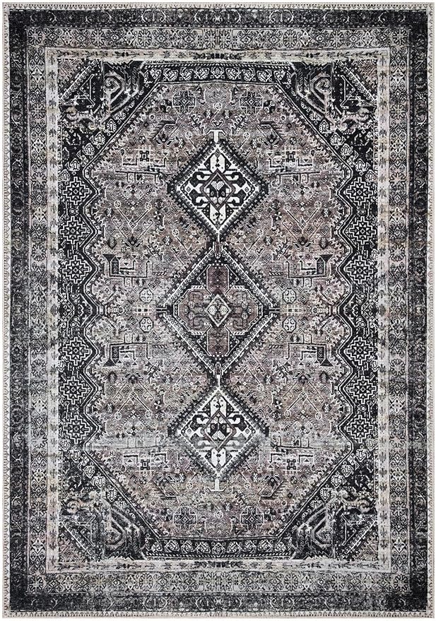 Keen Home Design 4x6 Rug - Machine Washable Area Rug with Non-Slip Backing, Ideal for Living Room, Dining Room, Bedroom - Vintage, Easy Clean, Durable, Low Pile Rug - (4' x 6')