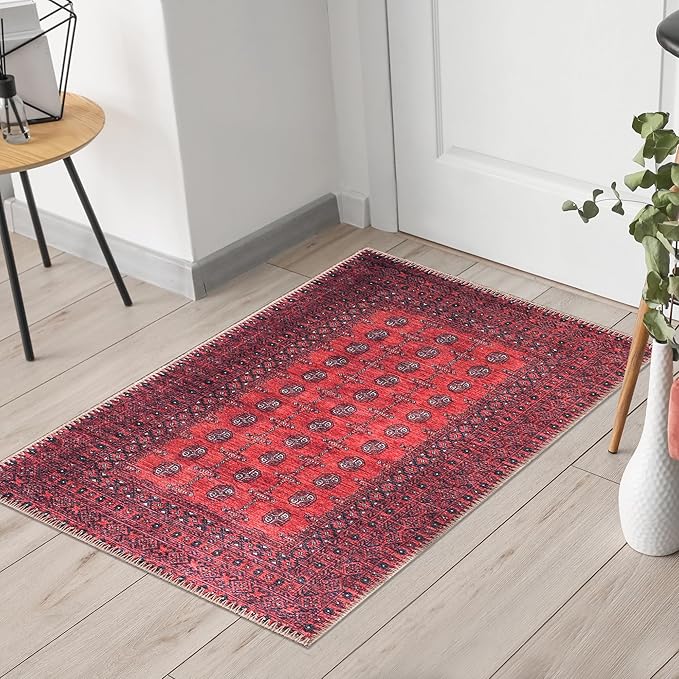 Keen Home Design 2x3 Rug - Machine Washable Entry Rug with Non-Slip Backing, Ideal for Enteryway, Kitchen, Bathroom, Laundry Room - Vintage, Easy Clean, Durable, Low Pile Rug - (2' x 3')
