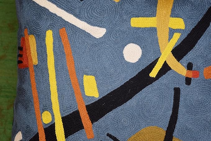 Kandinsky Modern Throw Pillow Cover - Escape | Abstract Pillow | Modern Couch Pillow | Contemporary Pillows | Modern Outdoor Pillow | Mid Century Chair Cushions | Handmade Wool Size 18x18