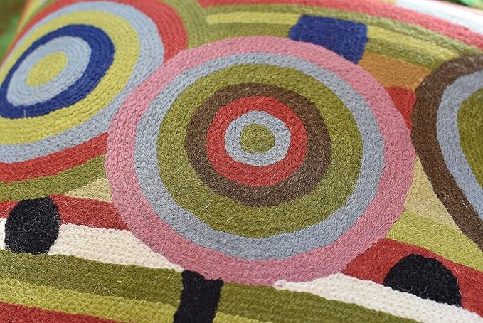 Hundertwasser Modern Pillow Cover Beloved Gardens Accent Outdoor Pillows Art Deco Couch Cushion Farmhouse Chair Cushions Hand Embroidered Wool Size 18x18