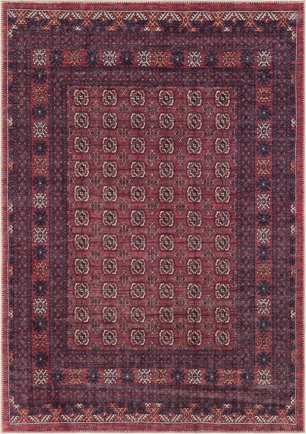 Keen Home Design 4x6 Rug - Machine Washable Area Rug with Non-Slip Backing, Ideal for Living Room, Dining Room, Bedroom - Vintage, Easy Clean, Durable, Low Pile Rug - (4' x 6')