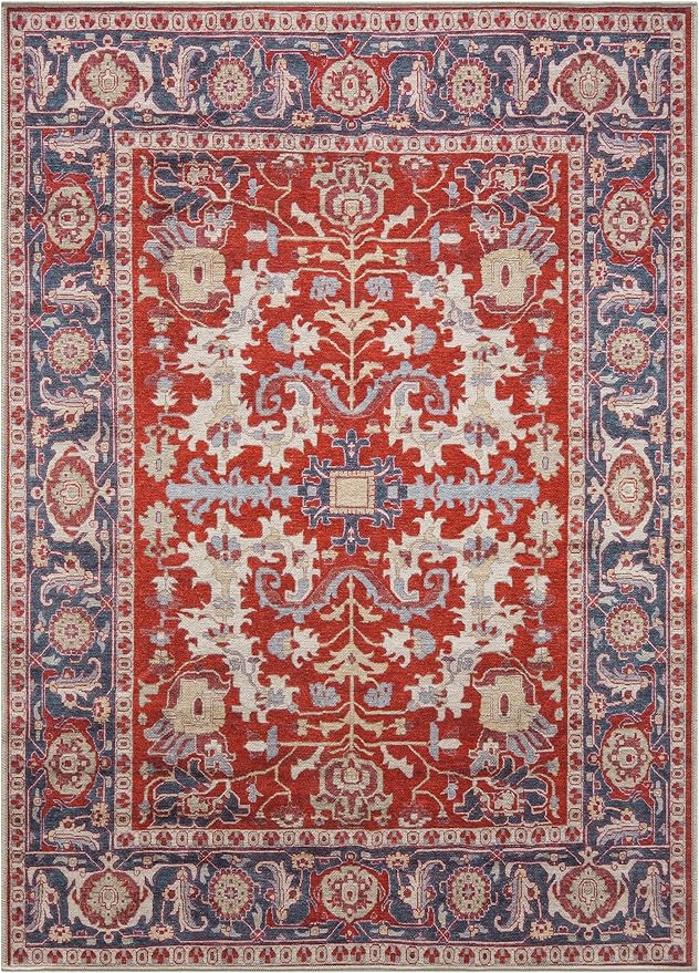 Keen Home Design 6x9 Rug - Machine Washable Area Rug with Non-Slip Backing, Ideal for Living Room, Dining Room, Bedroom - Vintage, Easy Clean, Durable, Low Pile Rug - (6' x 9')