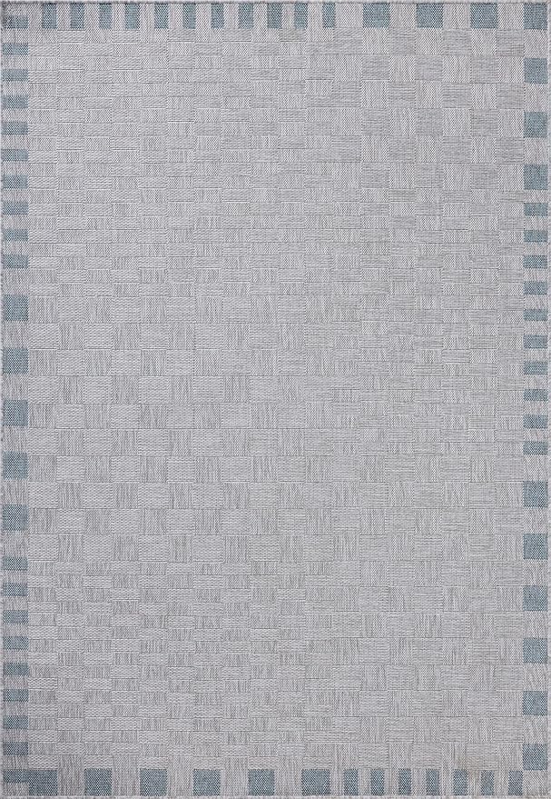 Loloi Amber Lewis Topanga Collection TOP-07 Silver/Blue 2'-3" x 3'-9" Indoor/Outdoor Area Rug