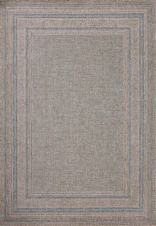 Loloi Amber Lewis Topanga Collection TOP-05 Natural/Teal 6'-7" x 9'-4" Indoor/Outdoor Area Rug