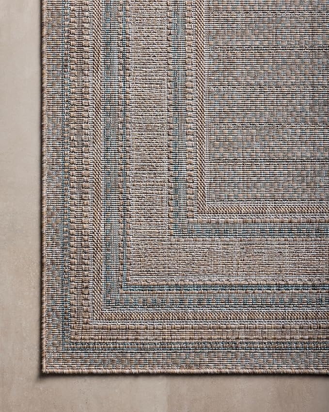 Loloi Amber Lewis Topanga Collection TOP-05 Natural/Teal 6'-7" x 9'-4" Indoor/Outdoor Area Rug