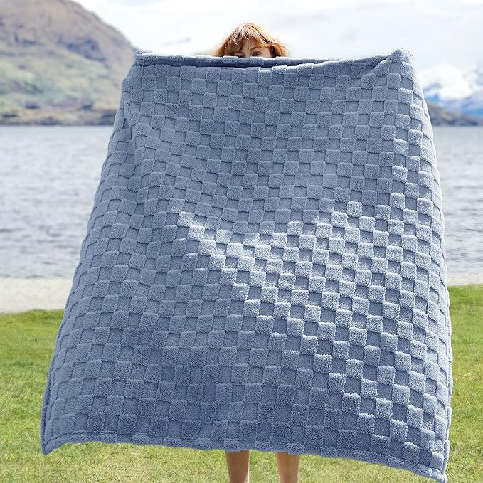 Bedsure GentleSoft Ashley Blue Throw Blanket for Couch - Super Soft Cozy Blankets Gifts for Women Men Girls, Cute Small Fleece Throws for Bedroom Home Decor, 50x70 Inches