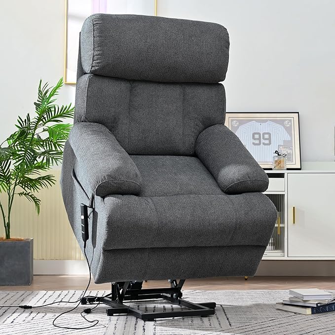 Power Lift Chair Recliners for Elderly, Overstuffed Electric Lift Recliner Chair with Widened Footrest Side Packets for Living Room Bedroom