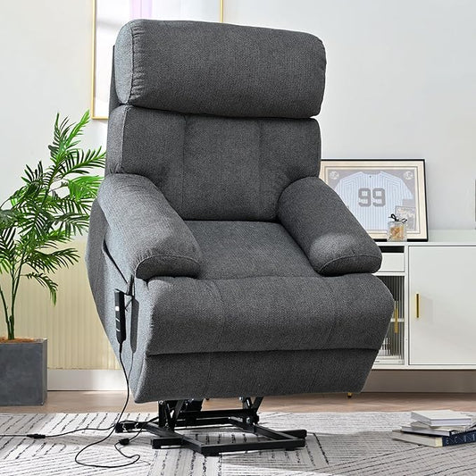 Power Lift Chair Recliners for Elderly, Overstuffed Electric Lift Recliner Chair with Widened Footrest Side Packets for Living Room Bedroom