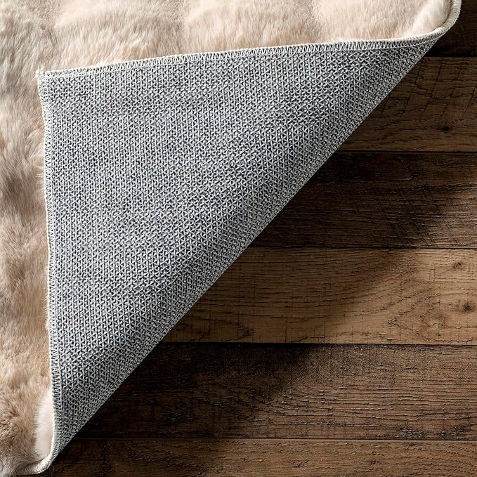 nuLOOM 5' x 8' Cozy Plush Area Rug, Machine Washable, Non-Slip, Soft Fluffy Shag Carpet for Living Room Bedroom Kids Room Nursery Home Decor, Jeni Beige