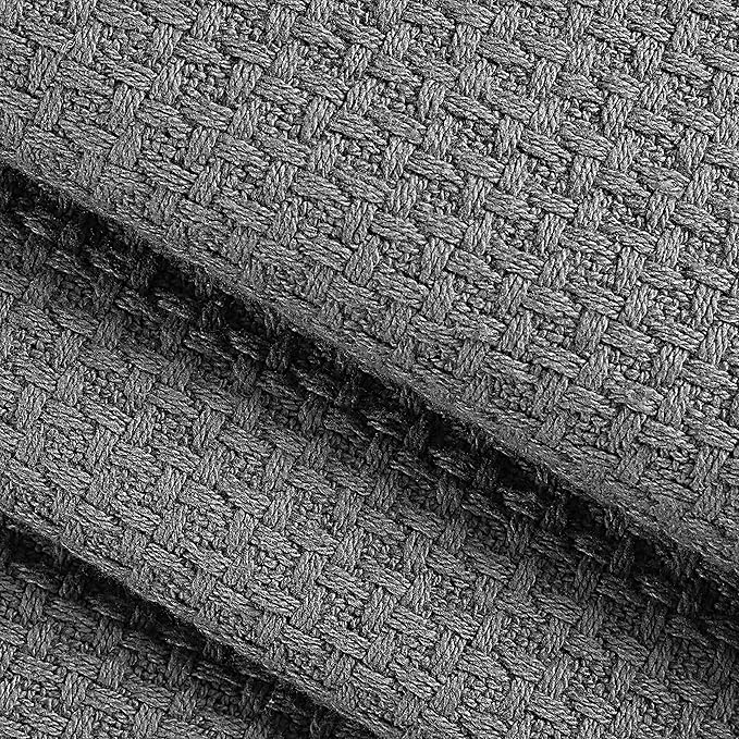 Elvana Home 100% Cotton Bed Blanket, Breathable Bed Blanket King Size, Cotton Thermal Blankets King, Perfect for Layering Any Bed for All Season, Charcoal Grey