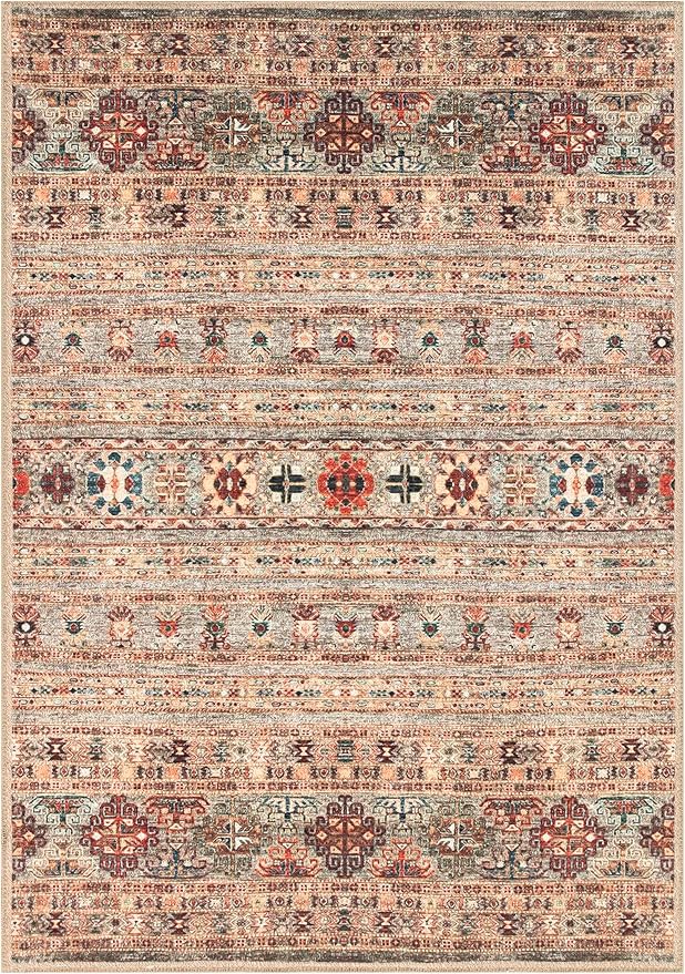 Keen Home Design 4x6 Rug - Machine Washable Area Rug with Non-Slip Backing, Ideal for Living Room, Dining Room, Bedroom - Vintage, Easy Clean, Durable, Low Pile Rug - (4' x 6')