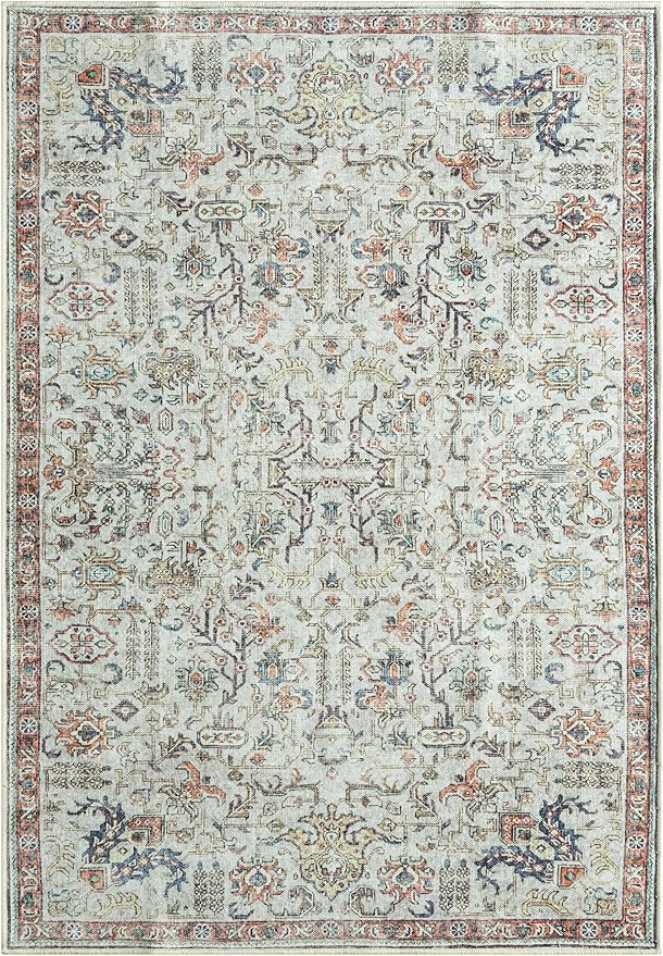 Keen Home Design 6x9 Rug - Machine Washable Area Rug with Non-Slip Backing, Ideal for Living Room, Dining Room, Bedroom - Vintage, Easy Clean, Durable, Low Pile Rug - (6' x 9')