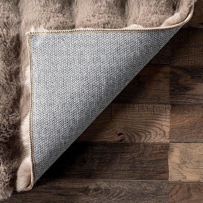 nuLOOM 5' x 8' Cozy Plush Area Rug, Machine Washable, Non-Slip, Soft Fluffy Shag Carpet for Living Room Bedroom Kids Room Nursery Home Decor, Jeni Taupe