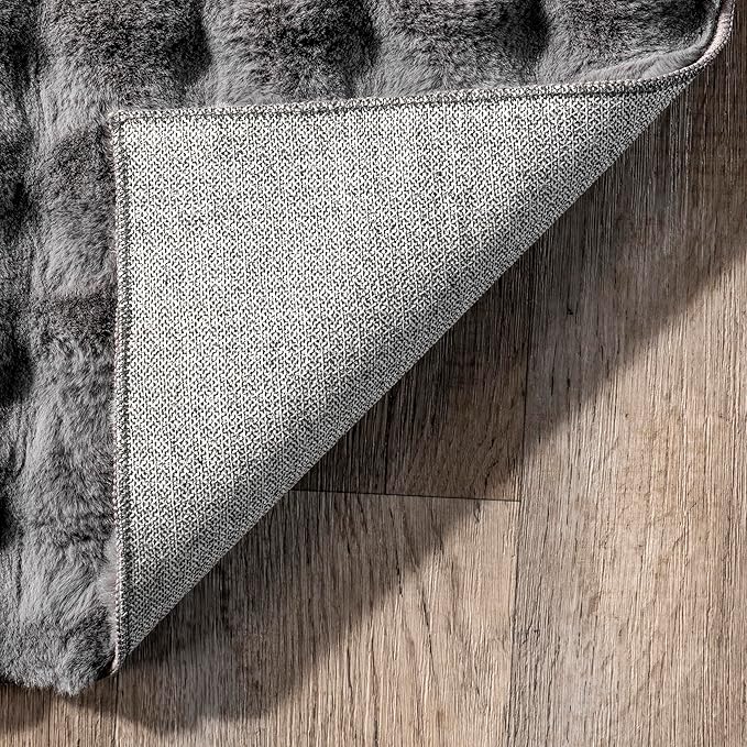nuLOOM 3'9' x 6' Cozy Plush Area Rug, Machine Washable, Non-Slip, Soft Fluffy Shag Carpet for Living Room Bedroom Kids Nursery Home Decor, Jeni Dark Grey